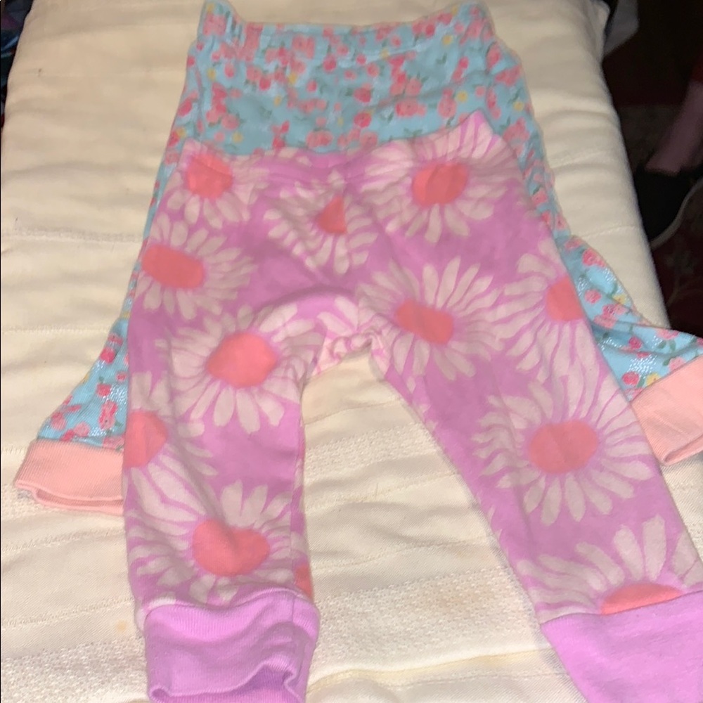 Burt's Bees Baby Blue Floral and Pink Carters Floral Kids Bottoms